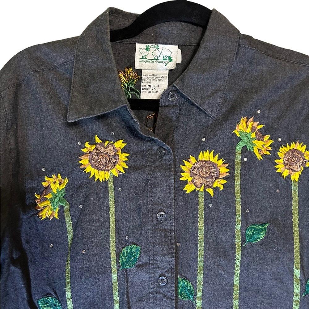 Quacker Factory Size Medium Gray With Sunflowers … - image 2